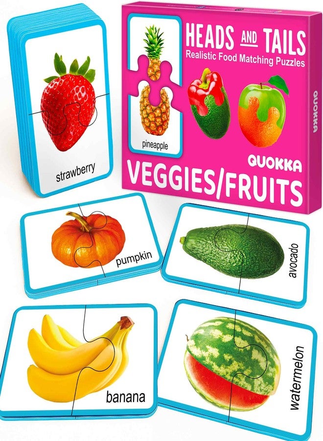 QUOKKA Jigsaw Toddler Puzzles Ages 2-4 - 100% Self-Correcting 16 Realistic Matching Fruits Veggies - Educational Toddler Puzzles Ages 1-3 with 32 Pieces - Memory Matching Games - Image 1